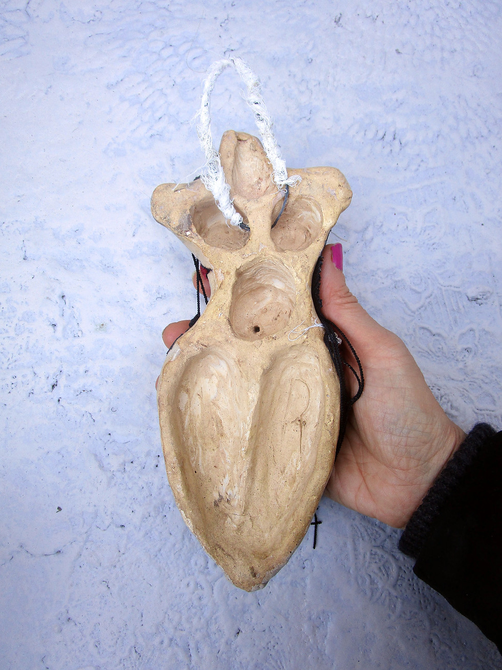 Thumbnail: ceramic torso sculpture woman figure wall hanging.