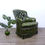 Thumbnail: Vintage chesterfield fireside tub armchair button back green