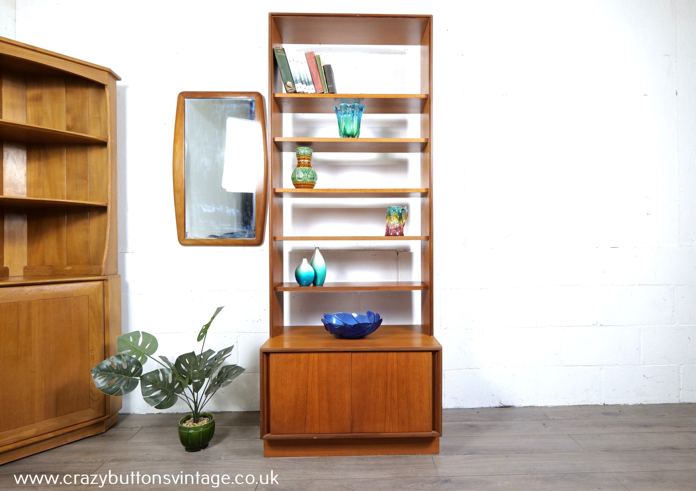 G Plan form five teak cupboard and bookcase