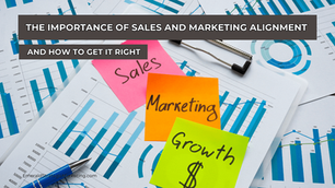 A pile of charts and graphs on paper with post it notes saying, "Sales, Marketing, Growth"