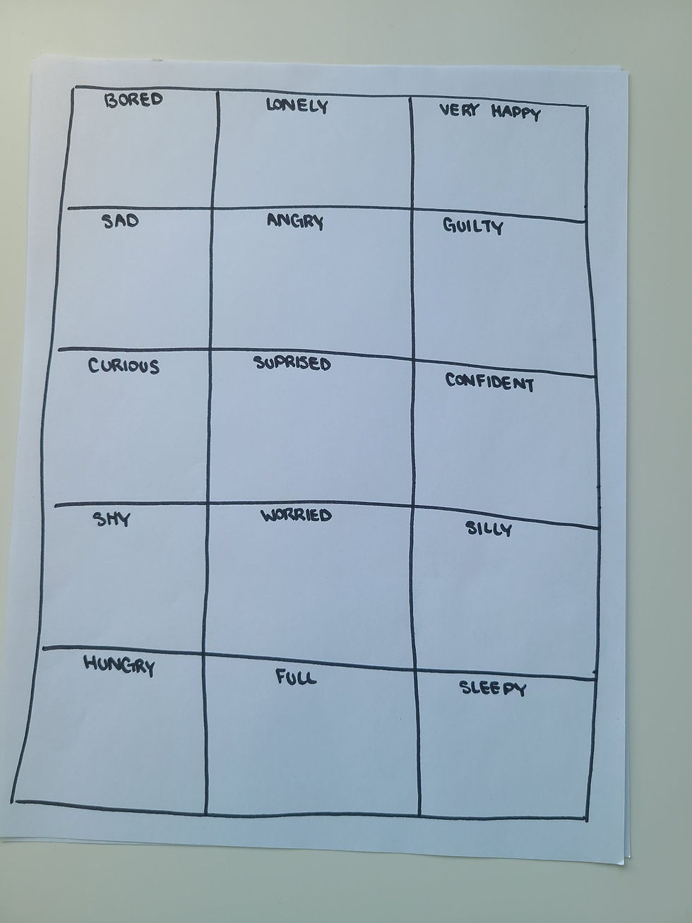 Worksheet to hand out to families to fill out