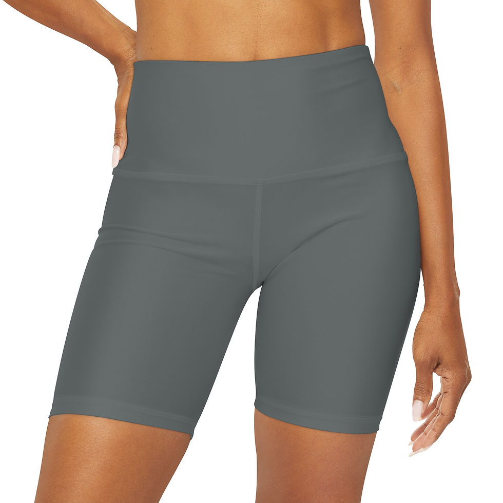 Thumbnail: Dark Grey High Waisted Yoga Shorts (AOP)