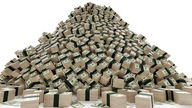 Stacks of U.S. 100-dollar bills piled high, creating a massive mound.