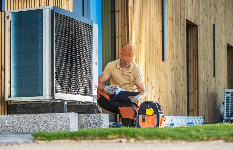 HVAC technician working on a modern heat pump i
