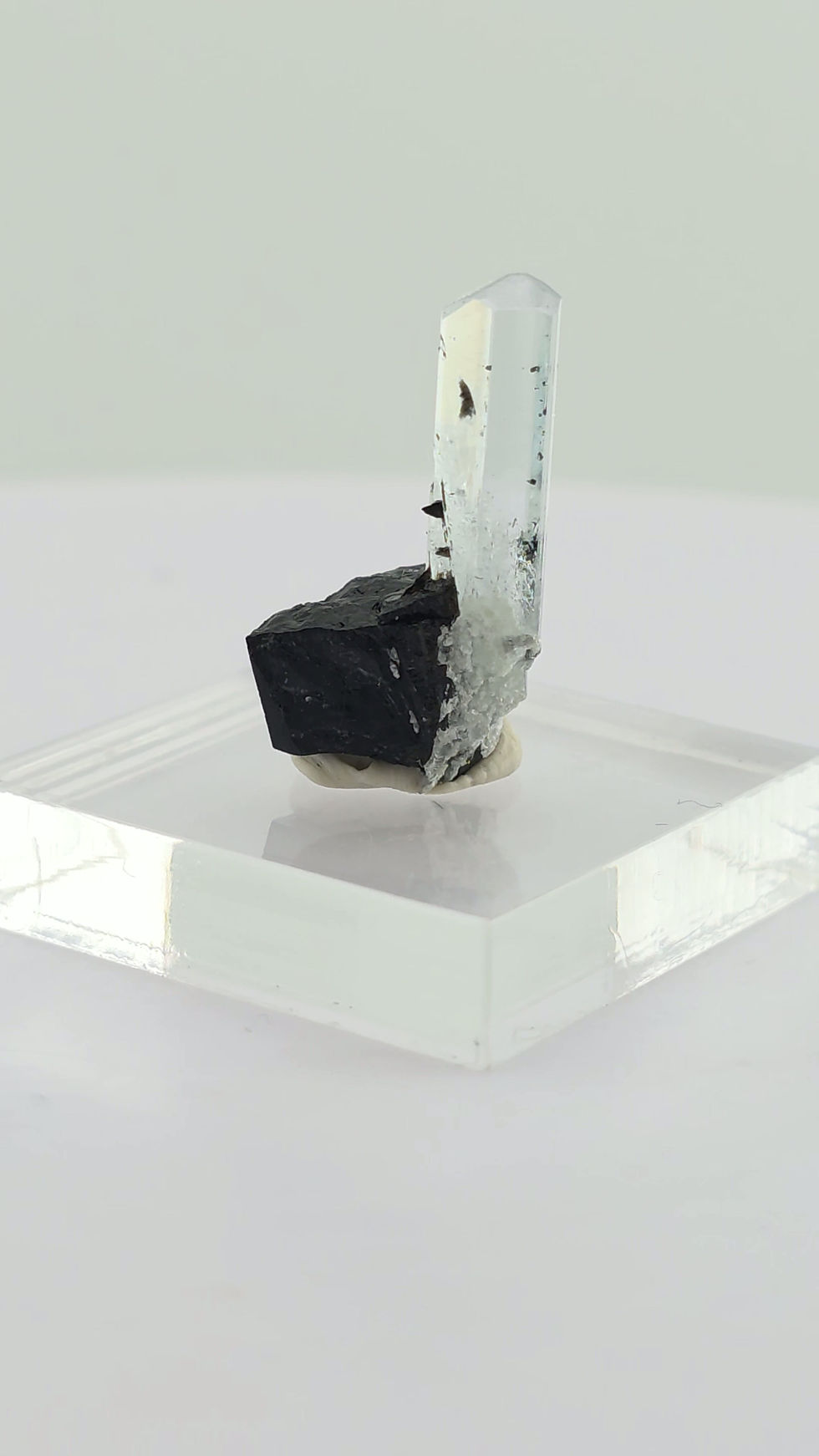 Thumbnail: Aquamarine and Tourmaline, Baby Blue Color with Terminated Clear Crystal