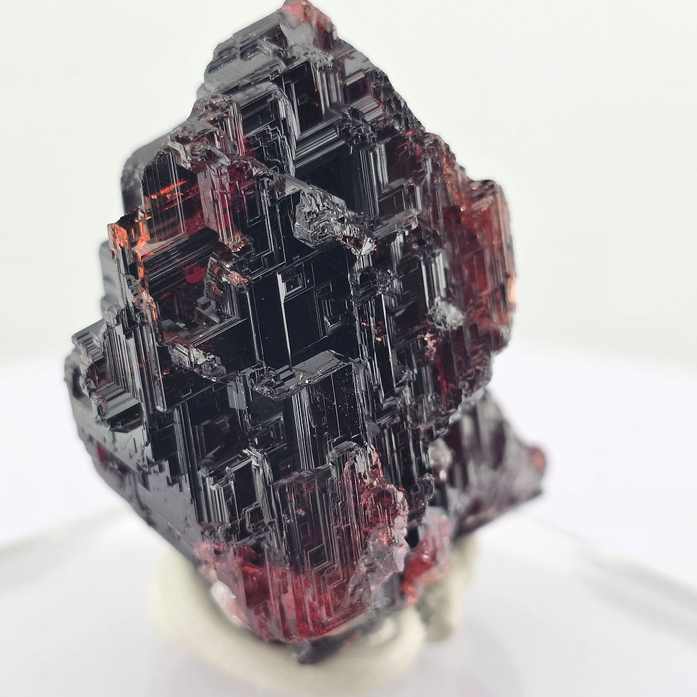 Thumbnail: Etched Spessartine Garnet, Navegadora, Brazil - Deep Burgundy, Minor Quartz