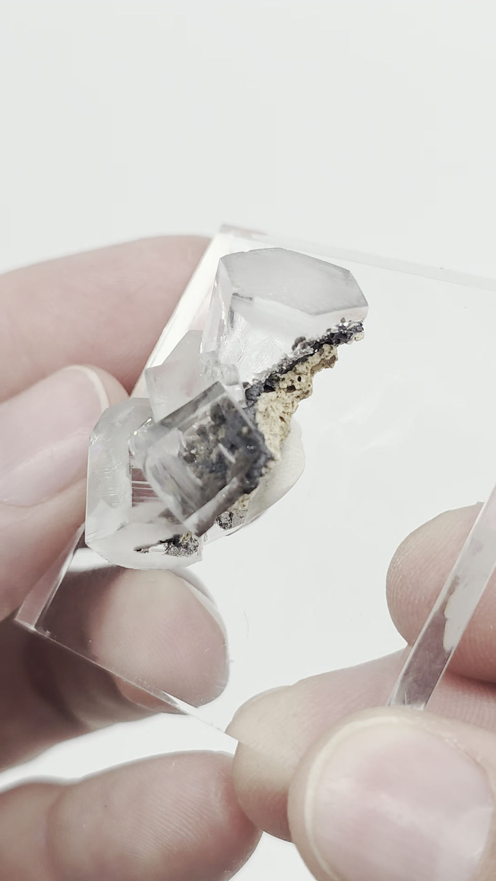 Thumbnail: Glass Calcite Cluster with Inclusions - Extreme Clarity and Luster