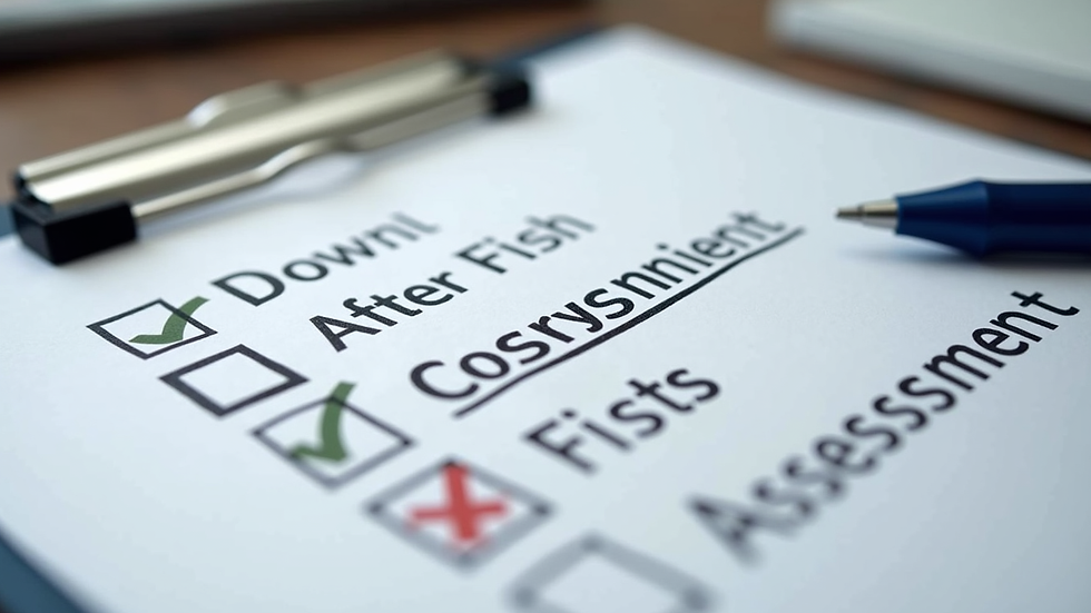 Close-up view of a checklist with risk assessment items