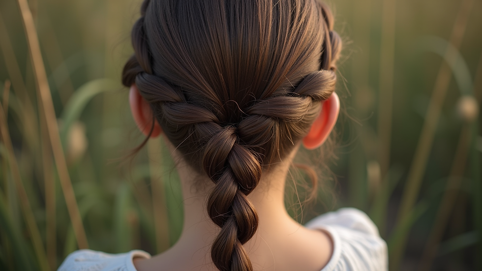 Eye-level view of a beautifully braided hairstyle