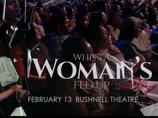 Audience watching a play with Play title "when a women's fed up"