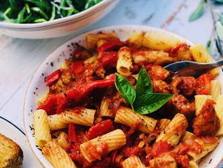 Sausage Pasta Recipe - guest post by @sydneyveganguide