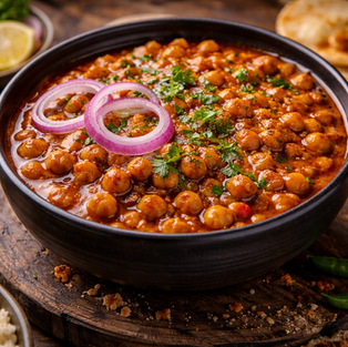 Punjabi chana masala served at The Cozy Kitchen Kangra restaurant