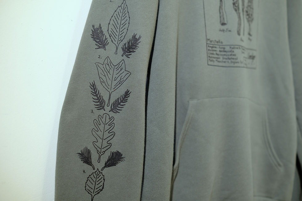 Thumbnail: Morels Hoodie - Olive with Sleeve Print