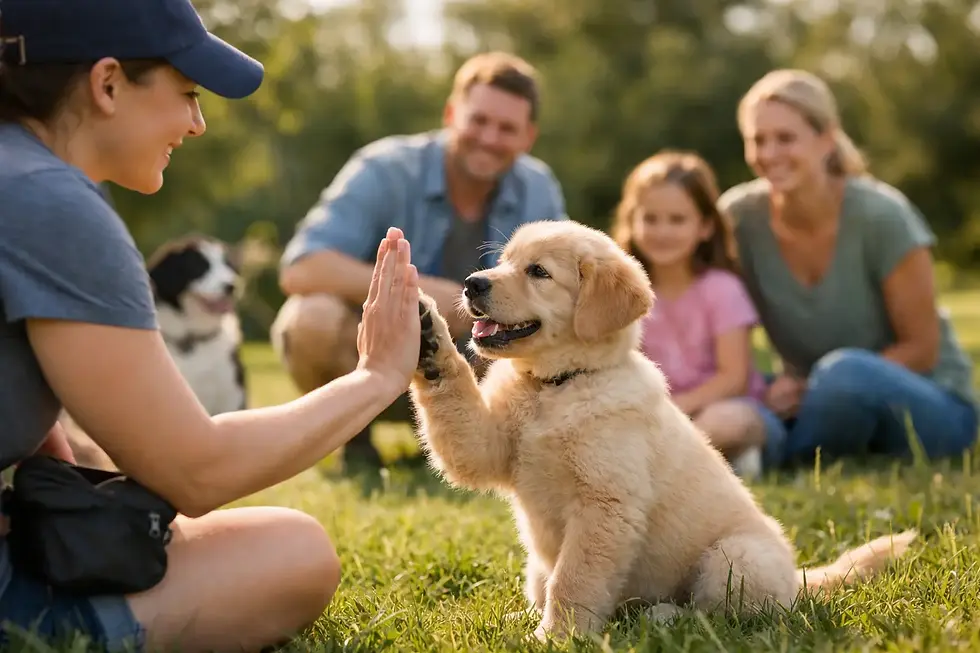 A puppy class in the park