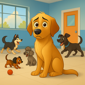 a dog worried about dog daycare