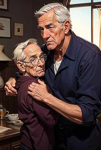 抱き合った二人のお爺さん