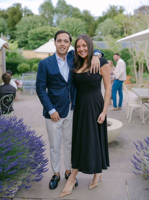 Welcome Party Wedding at Ox Barn Thyme Southrop with Oscar de la Renta Cherry Blossom Dress