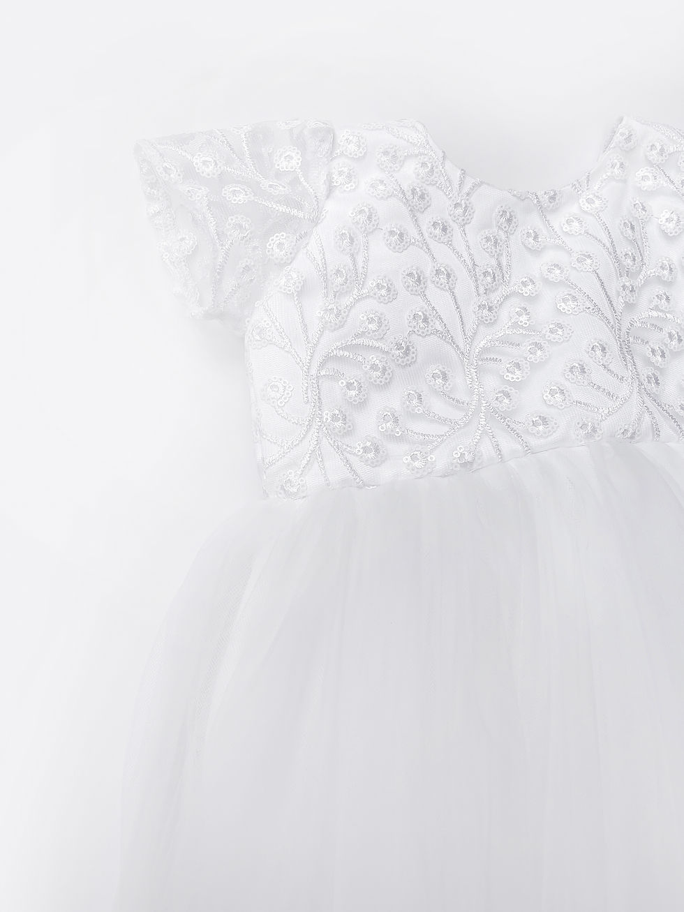 Miniatura: Vestido largo gala con encaje floral y tul