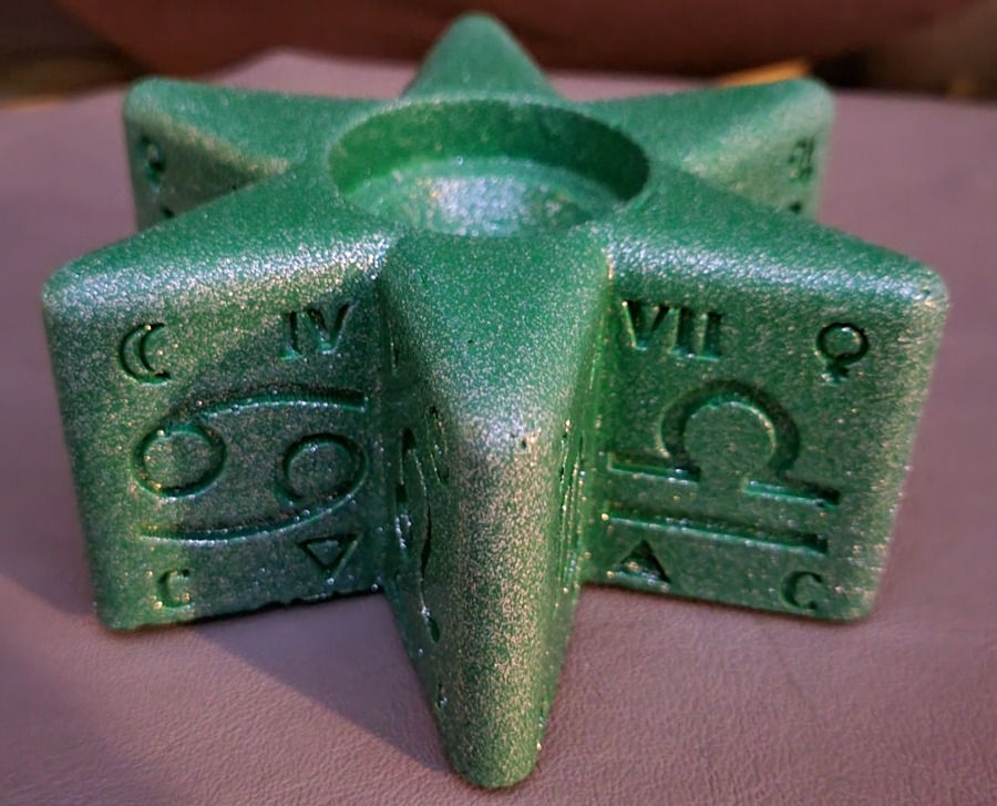 Umwelt Zodiac Candle Holder - Gypsum - Green Glitter