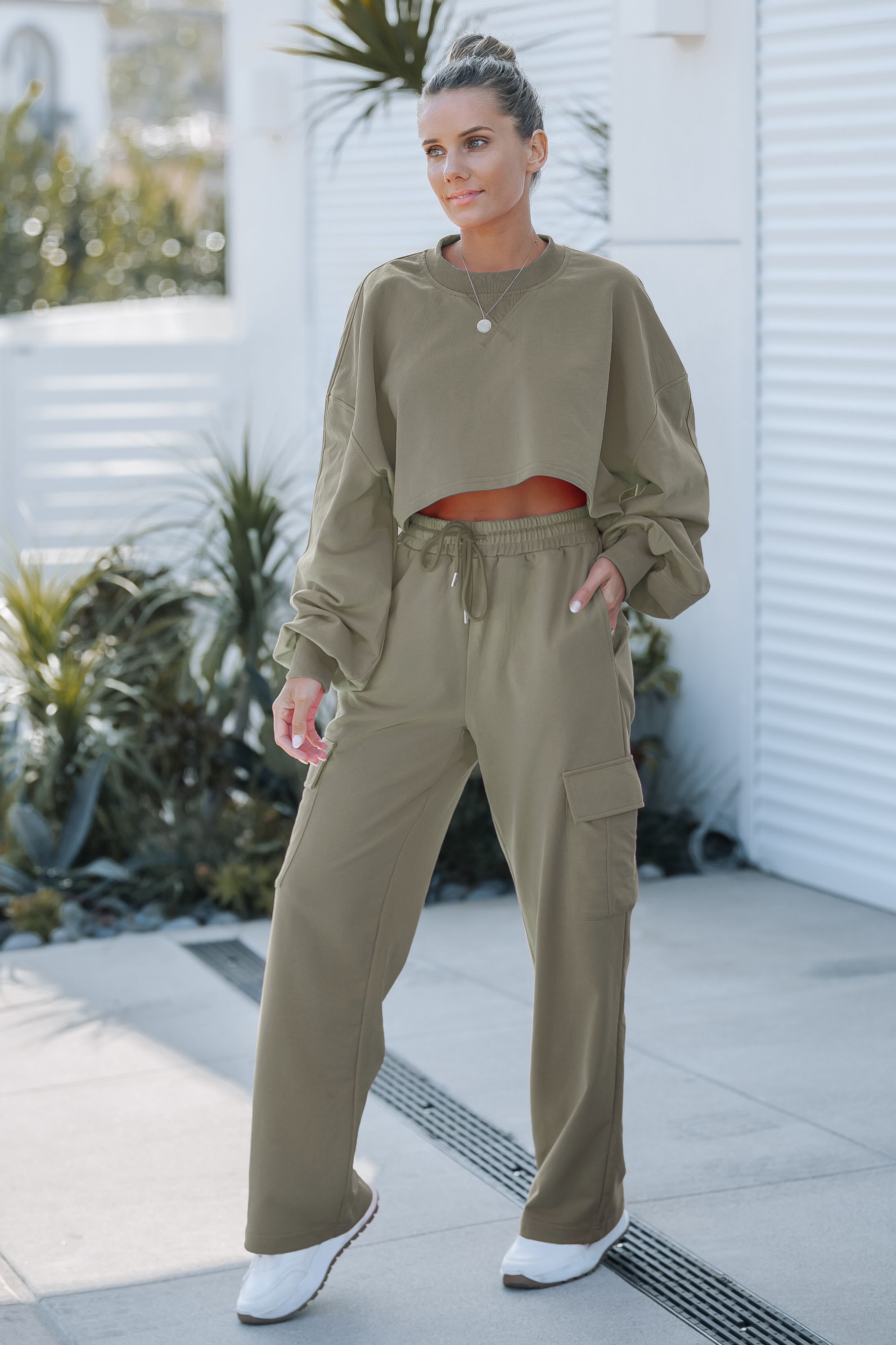 RELAXED CROPPED TOP SWEATSHIRT SET