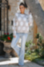 Thumbnail: WHITE FLOWER SWEATER TOP