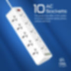 PROMATE - 10AC Socket Power Strip with USB
