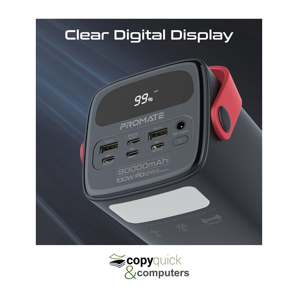 Thumbnail: Promate PowerMine-80Pro top view with digital display and USB ports – Copyquick Mauritius.