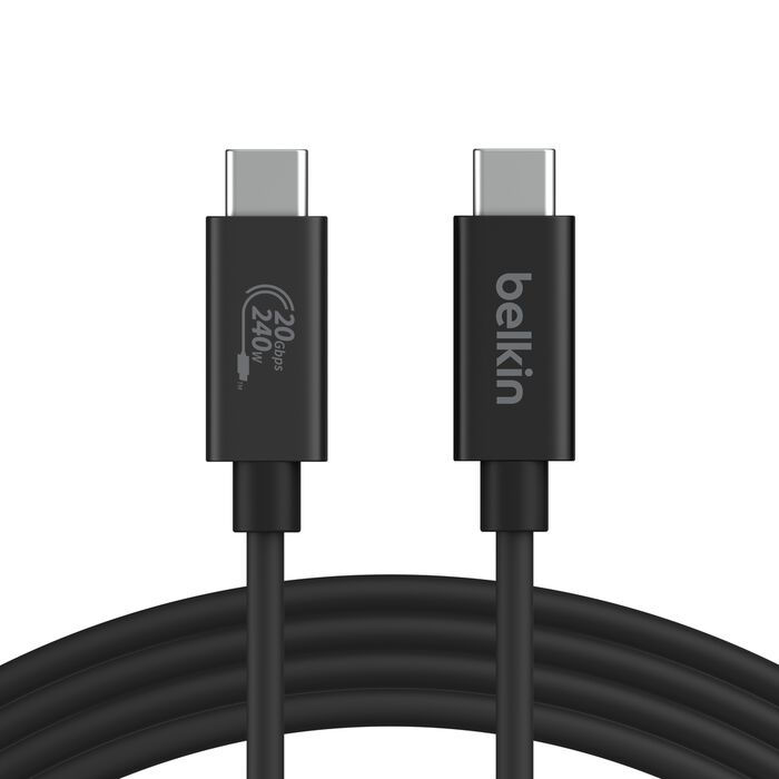 Belkin Connect USB4 Cable 240W 20Gbps USB-C to USB-C black cable