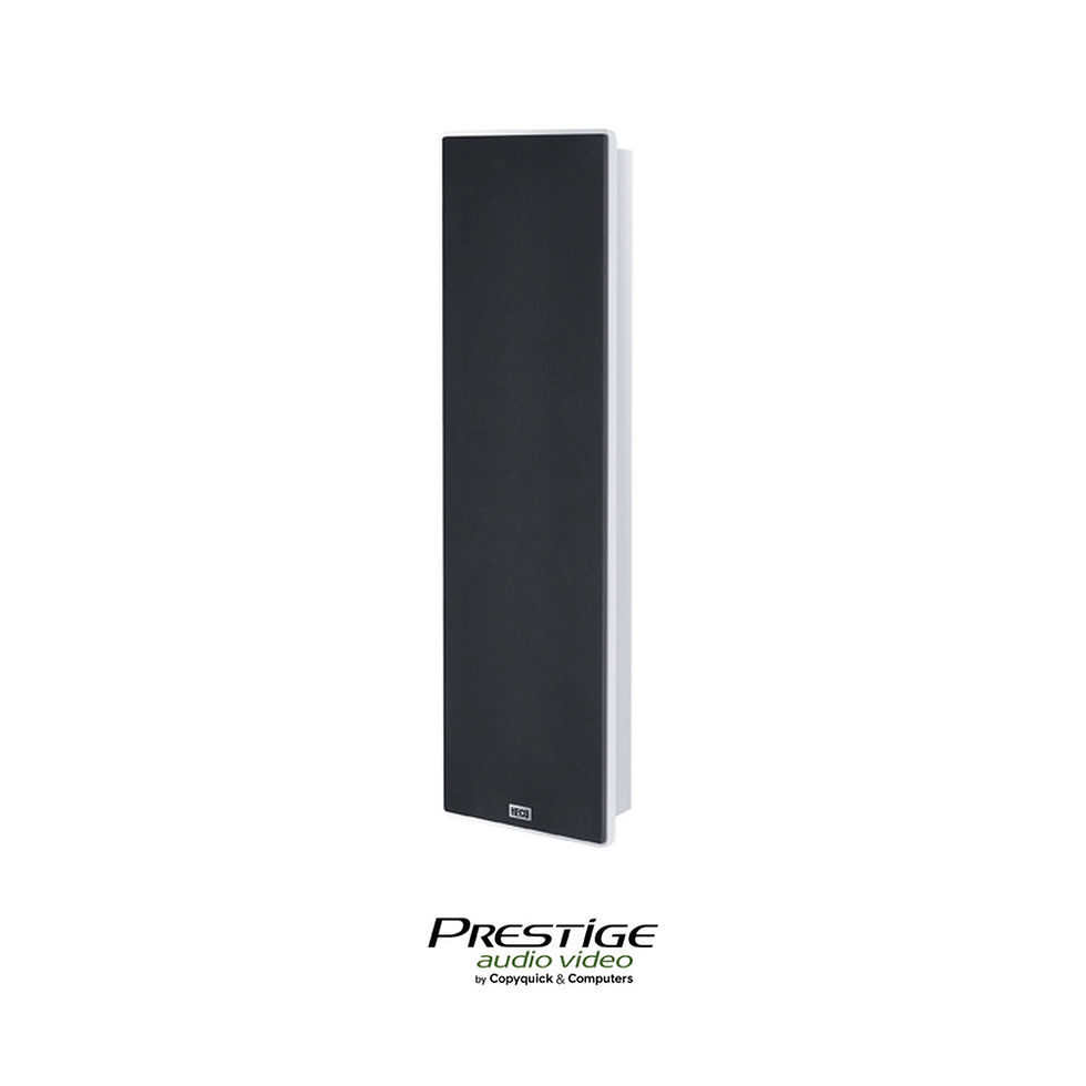 Miniature : HECO Ambient Line 44F black speaker, front view with dark fabric grille – Prestige Audio Video Mauritius.