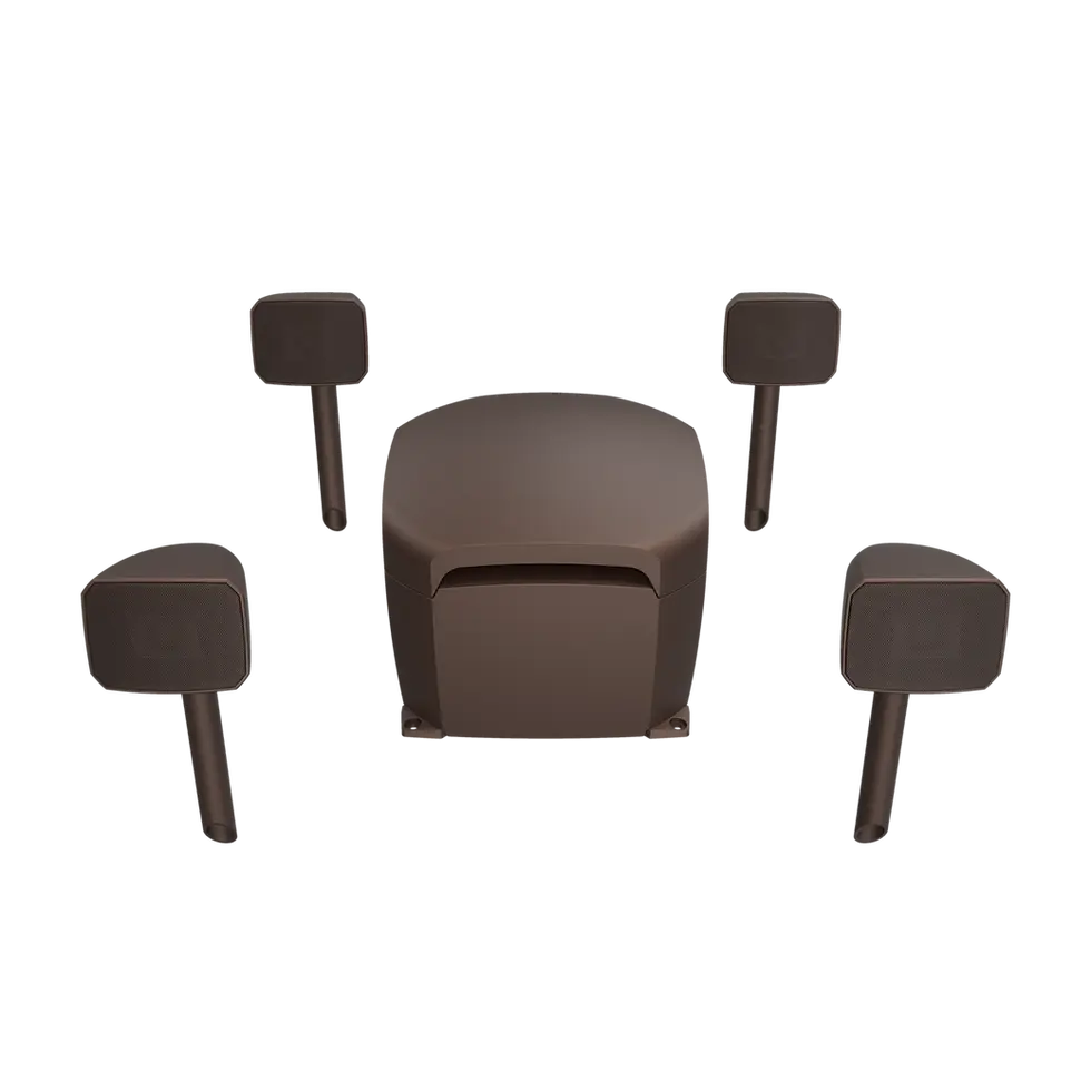 Klipsch Courtyard 4.1 outdoor landscape speaker system with four satellite speakers and buried subwoofer