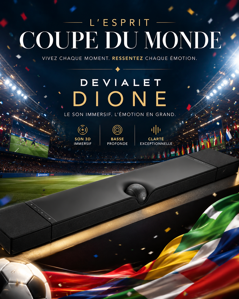 Devialet Dione soundbar World Cup 2026 French promotional visual