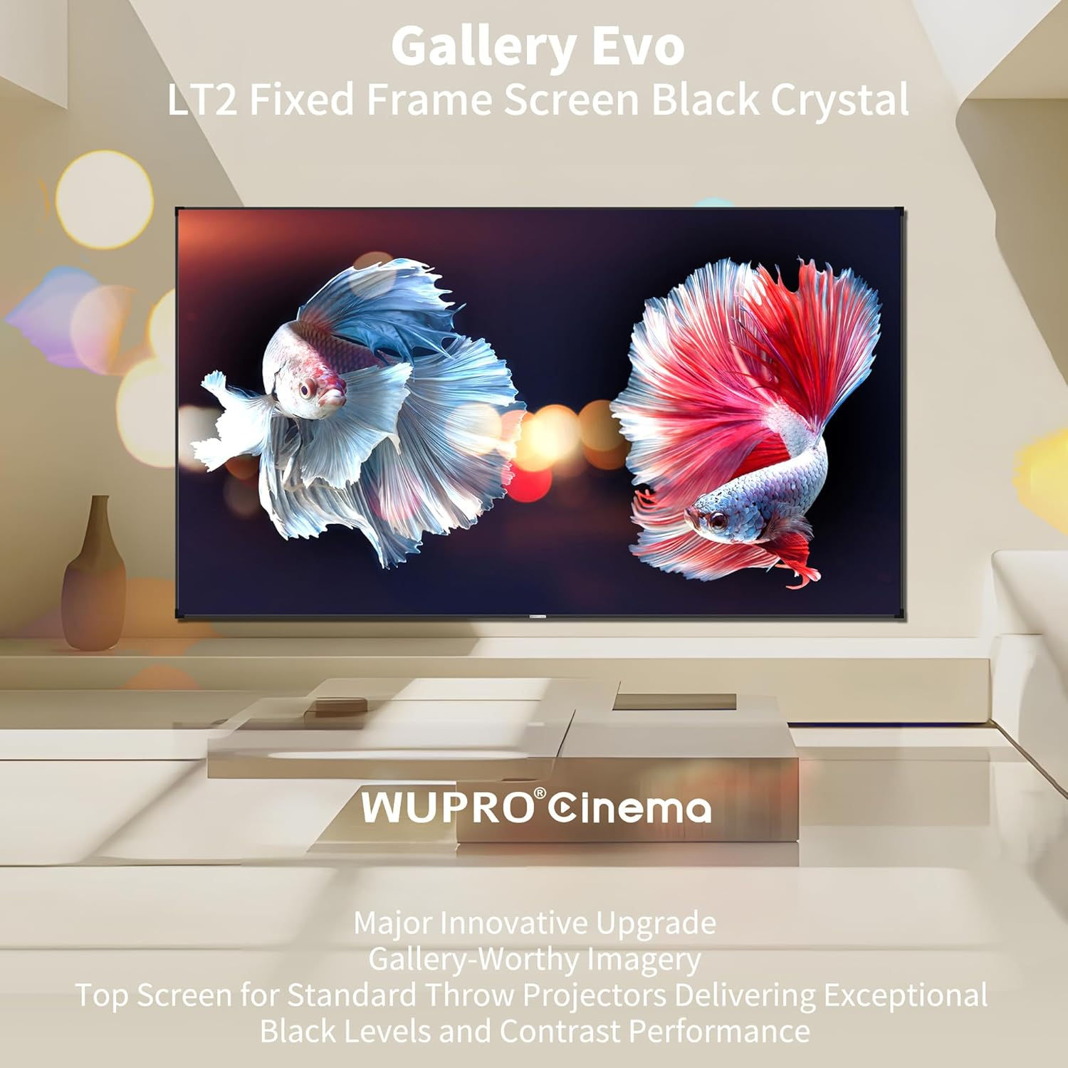WUPRO Gallery Evo Black Crystal Screen – 100/120" –ALR 16:9–Short & Long Throw