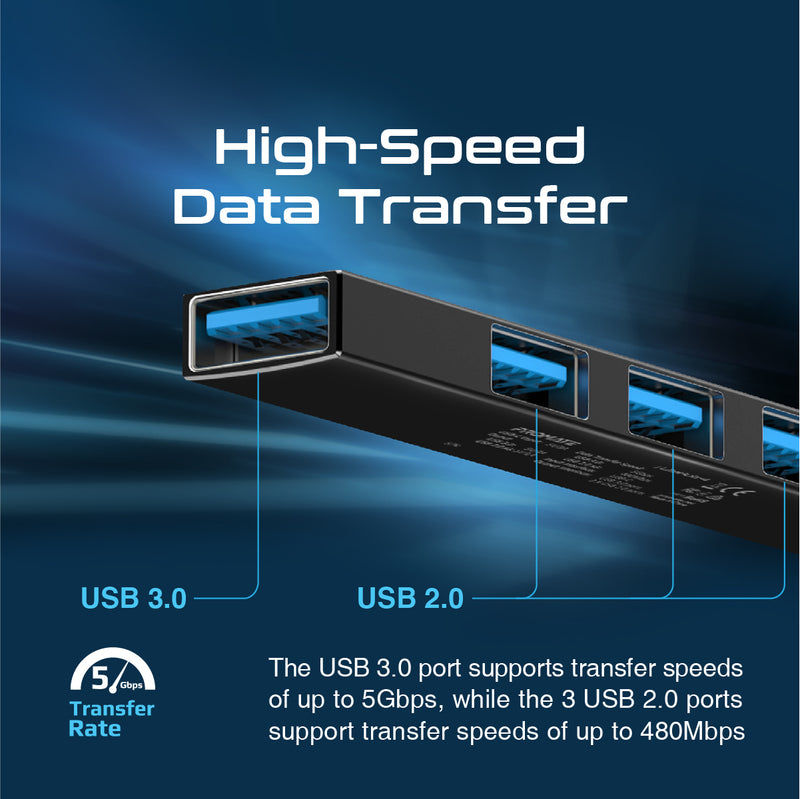 Thumbnail: PROMATE - 4-in-1 Multi-Port USB-C Data Hub (With Adapter USB-A)