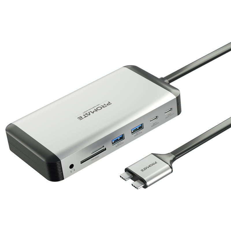 Miniature : Promate -13-in-1 MacBook Docking station with 150W Power Adapter & 4K@60Hz DUAL