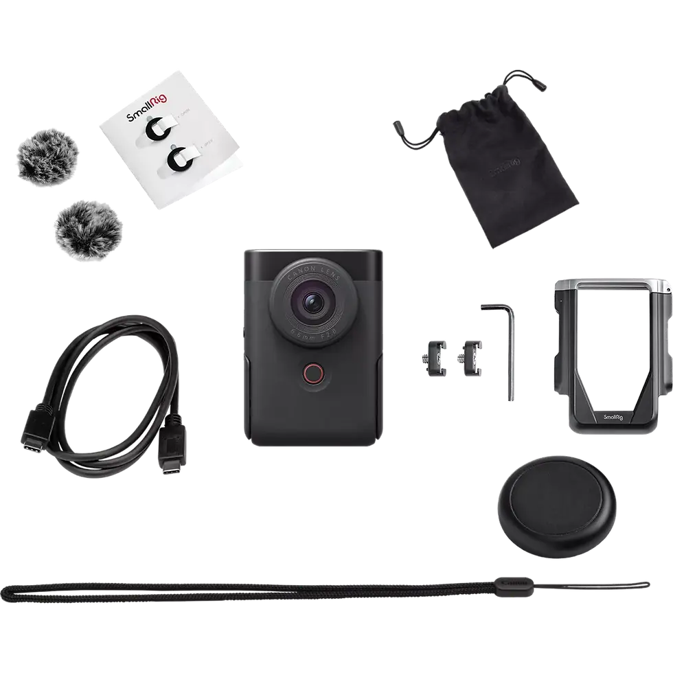 Thumbnail: Canon PowerShot V10 Advanced Vlogging Kit Black complete accessories set.
