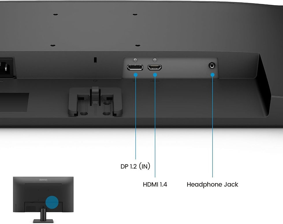 Miniature : Detailed view of the back panel of the BenQ GW2791 monitor, displaying connectivity ports such as DisplayPort 1.2 and HDMI 1.