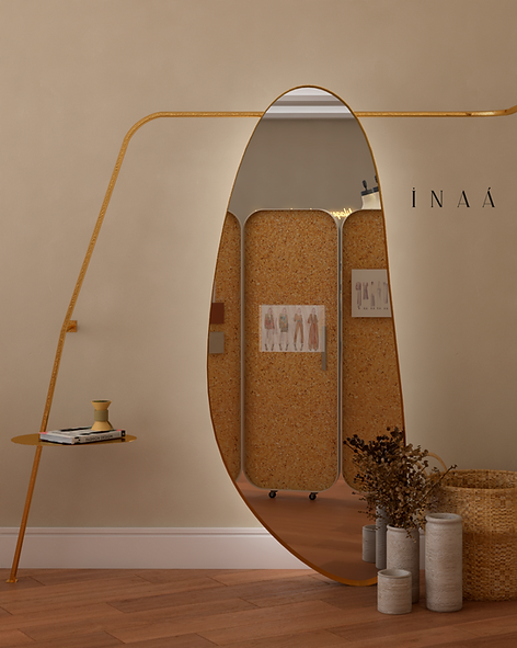 espelho com arara dourada