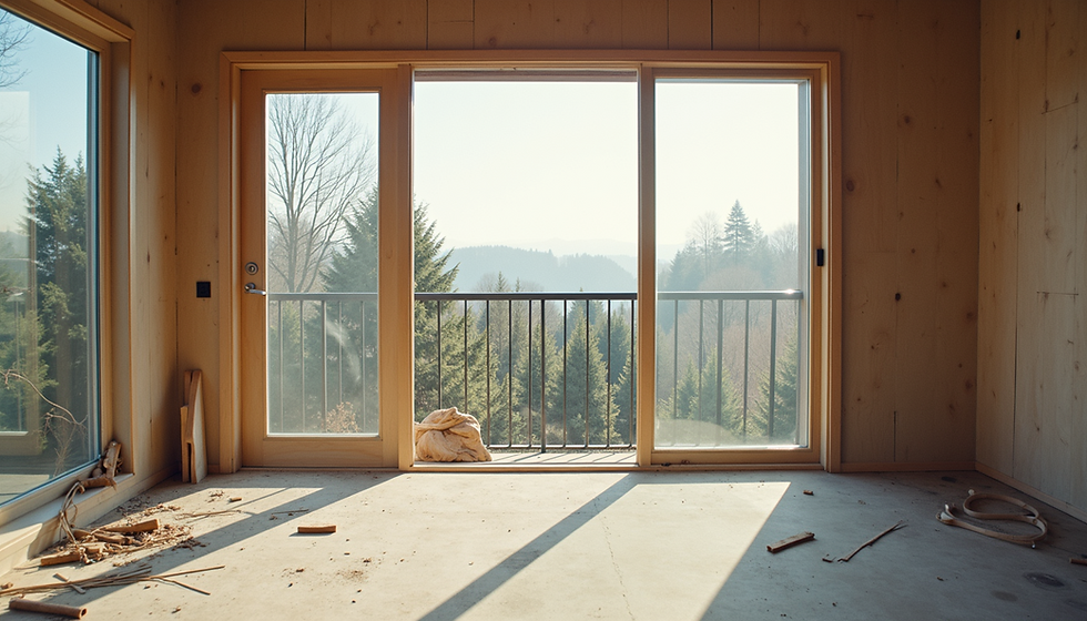Wide angle view of a residential renovation project