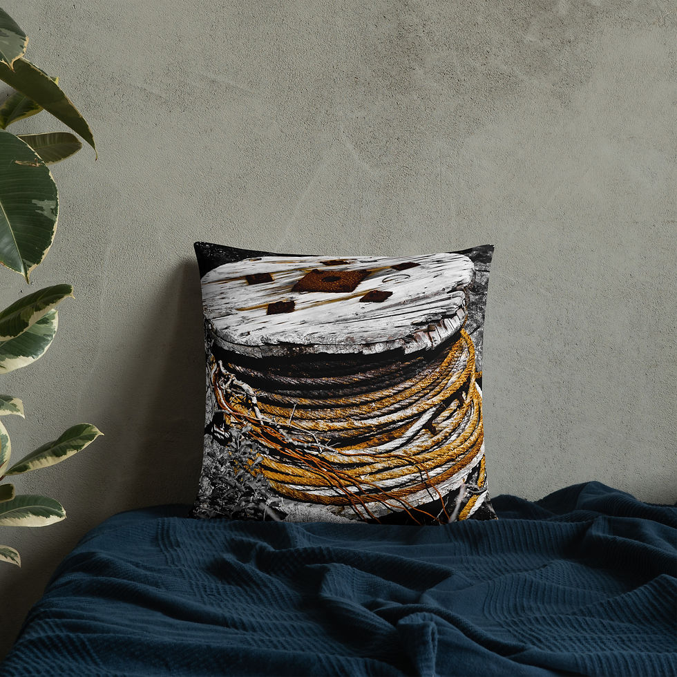 Thumbnail: Abandoned Pulley Pillow II (2 Images, Front & Back)