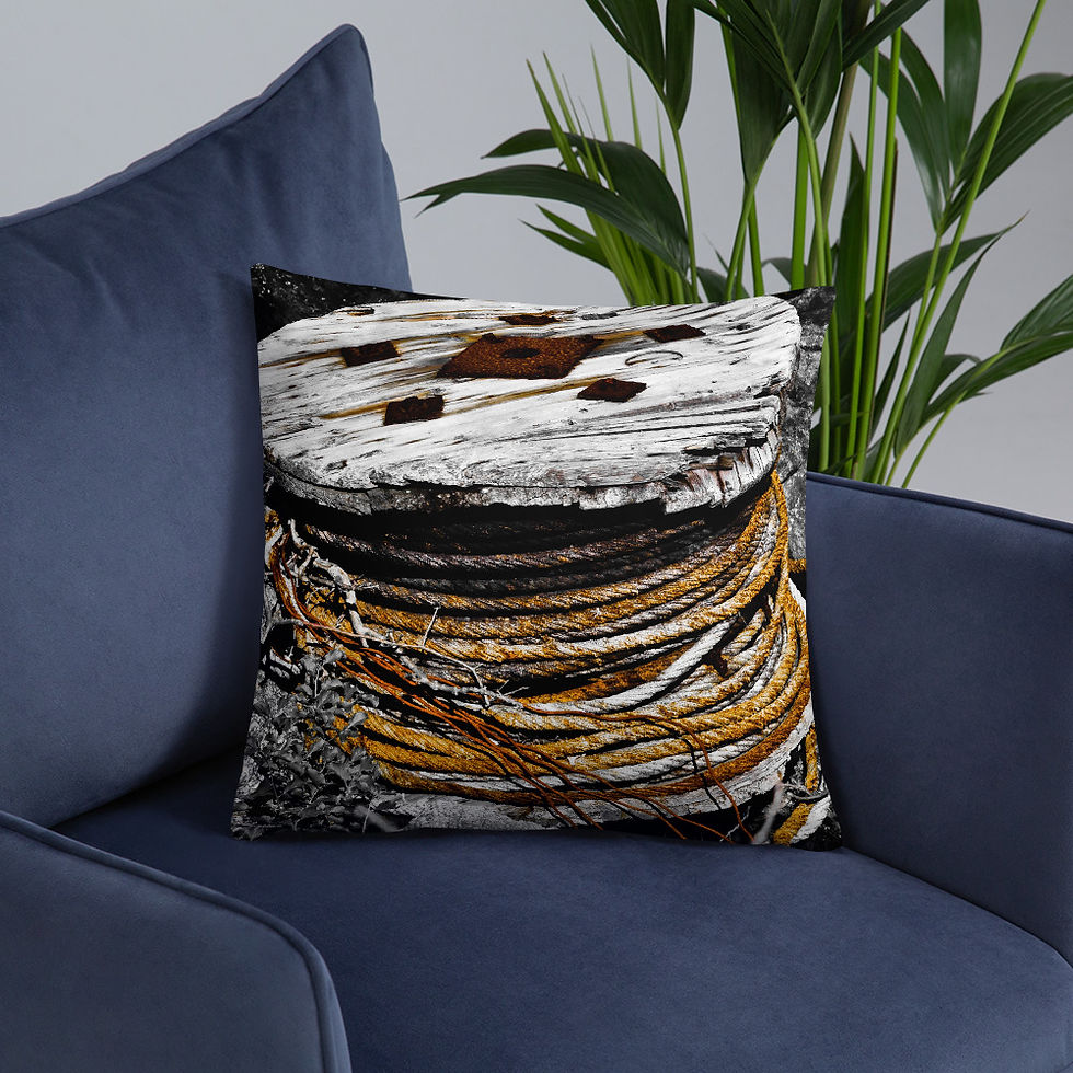 Thumbnail: Abandoned Pulley Pillow I (2 Images, Front & Back)