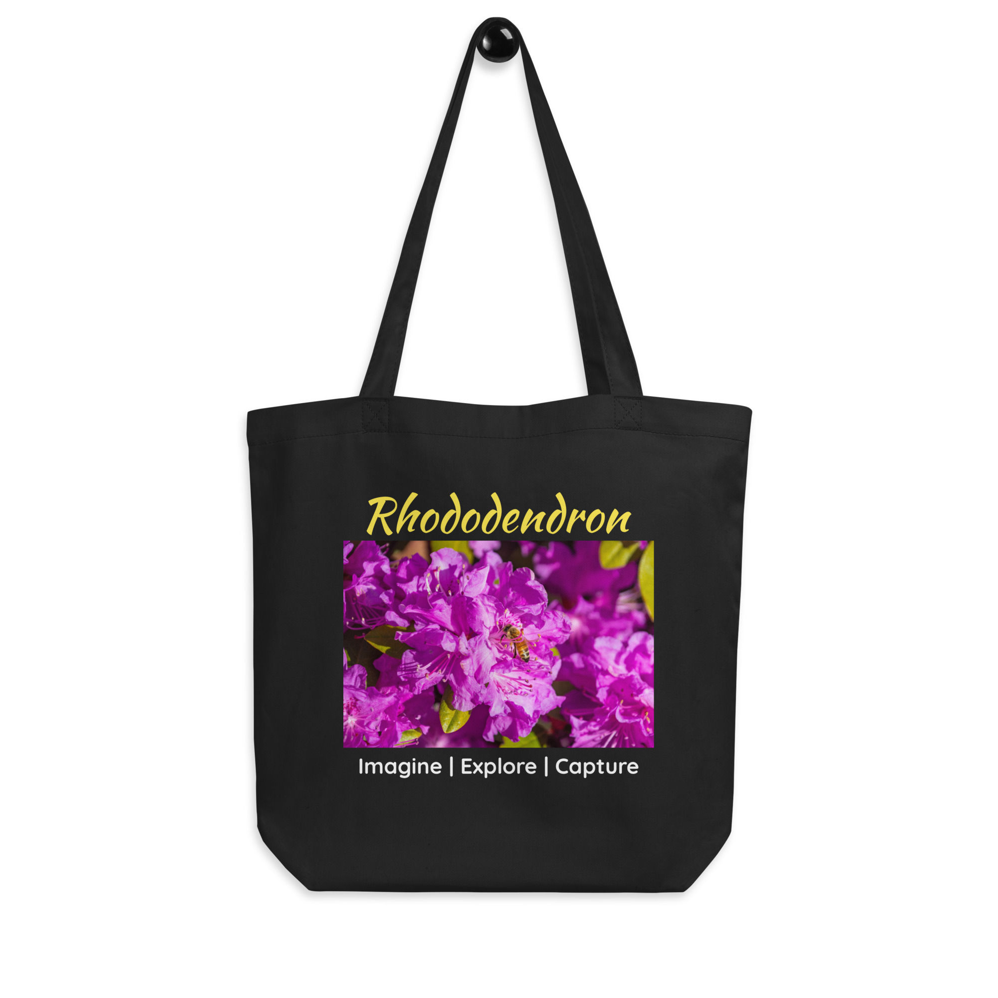Rhododendron (with Bee) Eco Tote Bag II (black)