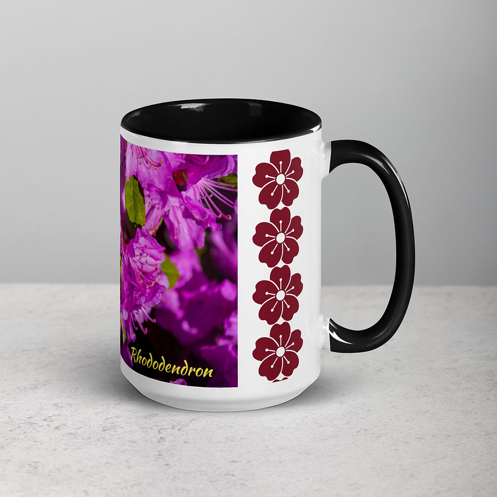 Thumbnail: Rhododendron (with Bee) Mug with Color Inside III
