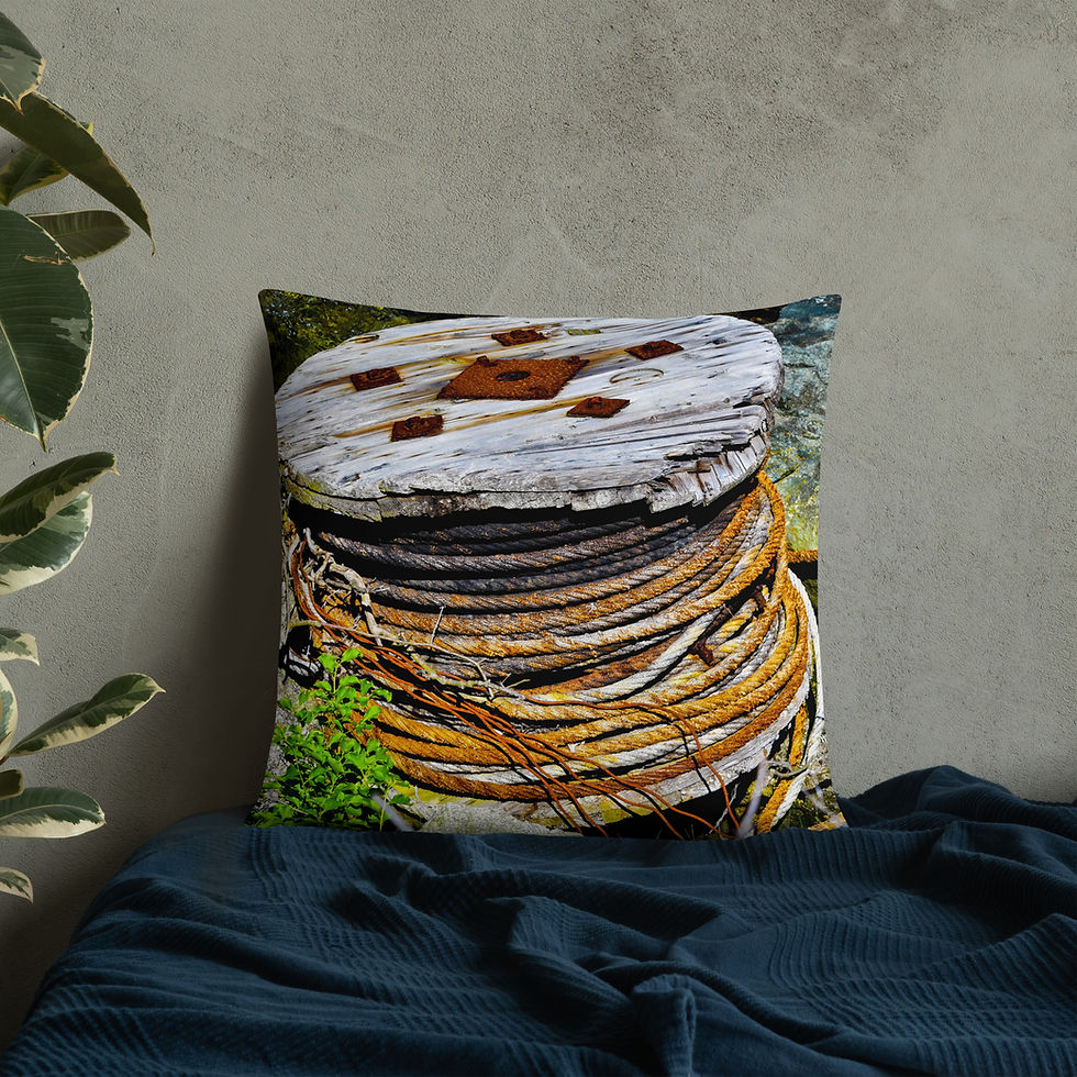 Thumbnail: Abandoned Pulley Pillow I (2 Images, Front & Back)