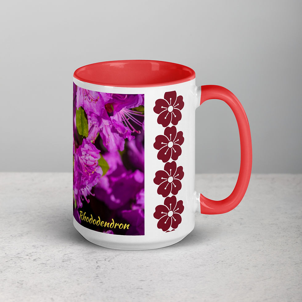 Thumbnail: Rhododendron (with Bee) Mug with Color Inside III