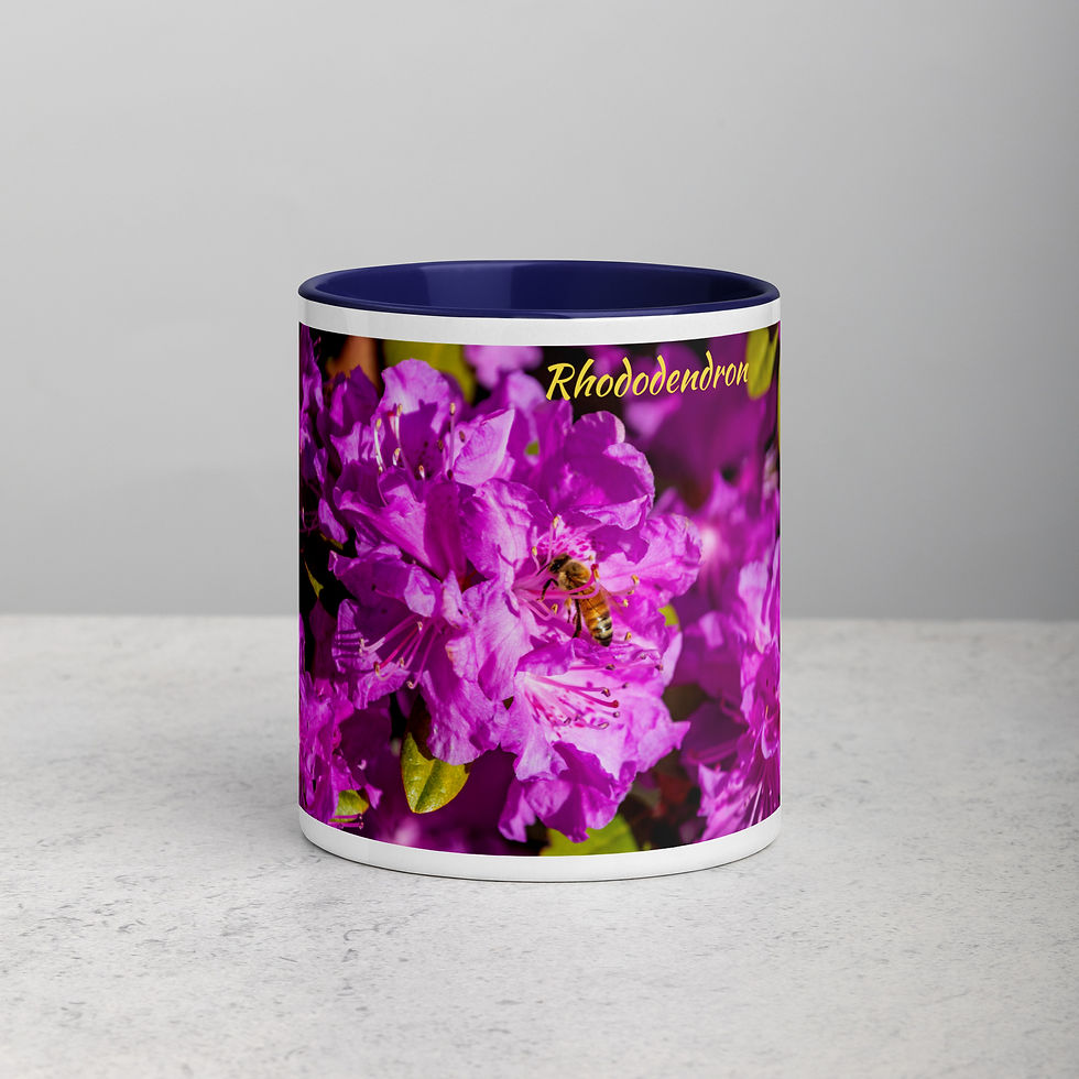 Thumbnail: Rhododendron (with Bee) Mug with Color Inside II