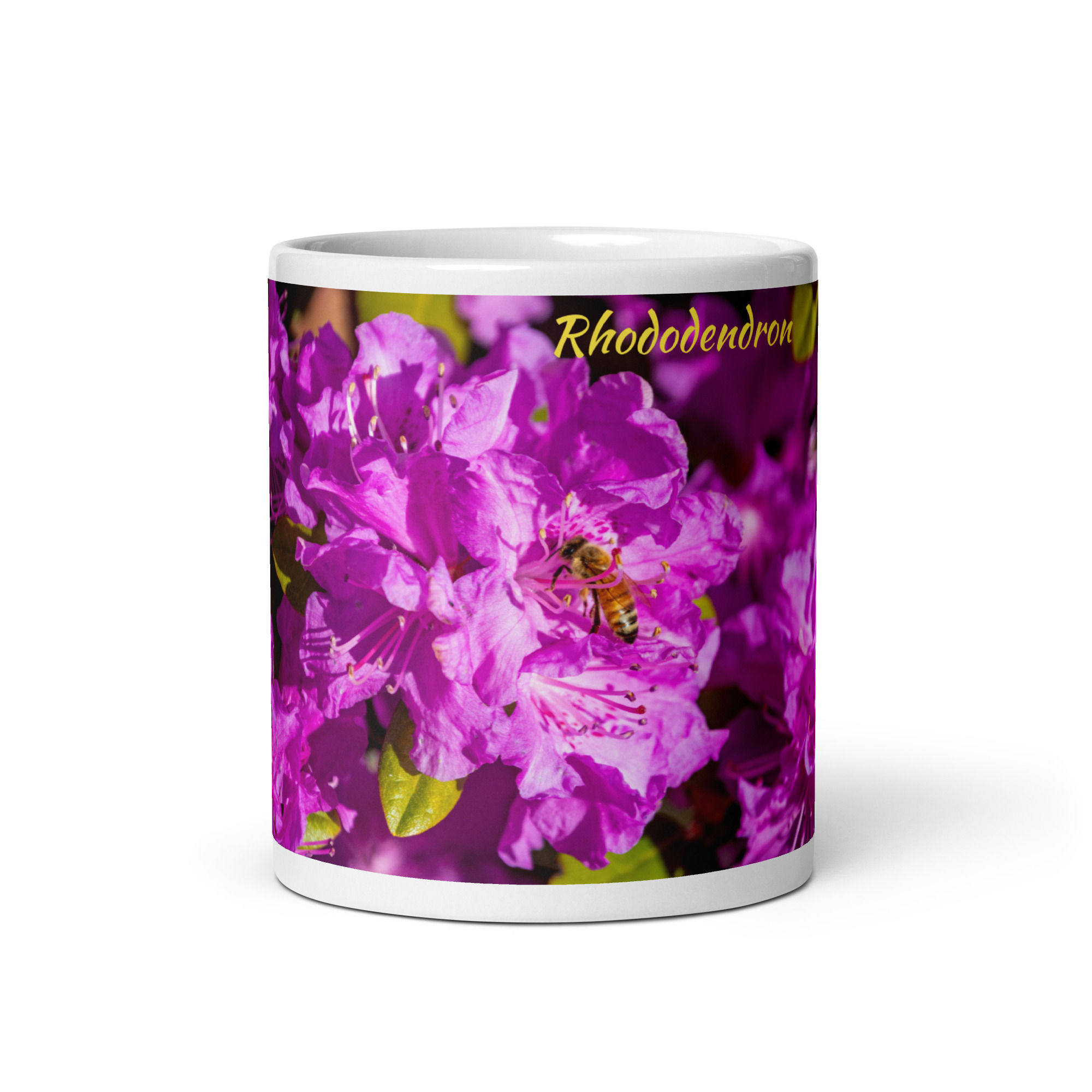 Rhododendron (with Bee) White Glossy Mug II