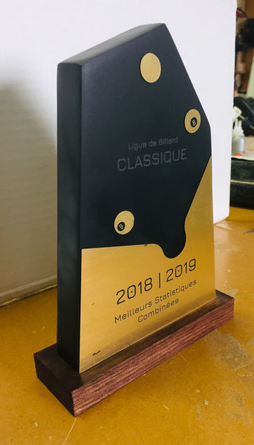 Slate and Faux Metal with wood base custom made trophy uMake.ca