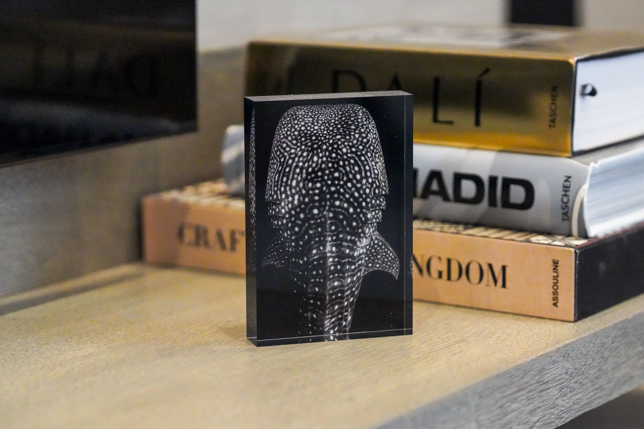 Whale Shark pattern Black and White, Acrylic Block 6′′x4′′