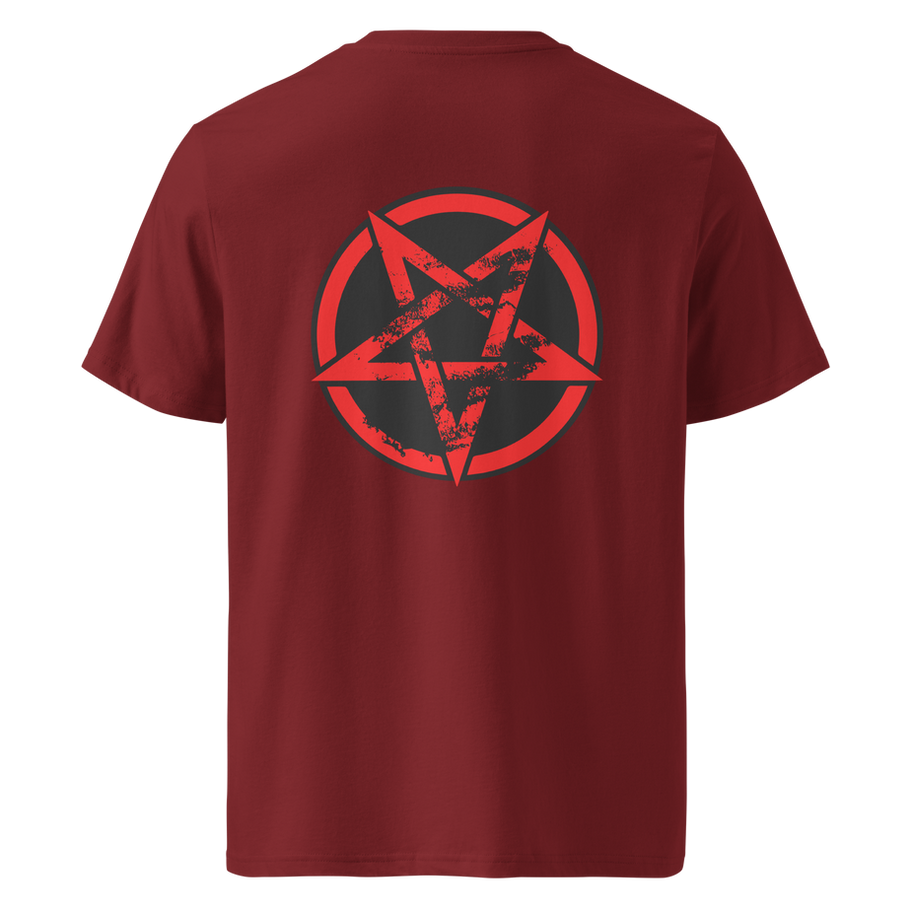 red t-shirt back view