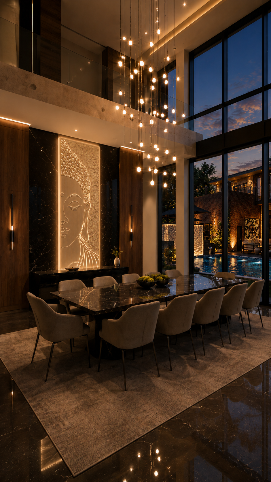 Silent Duality | Illuminated Buddha Sculpture by Philip Shikhess - Application commercial 